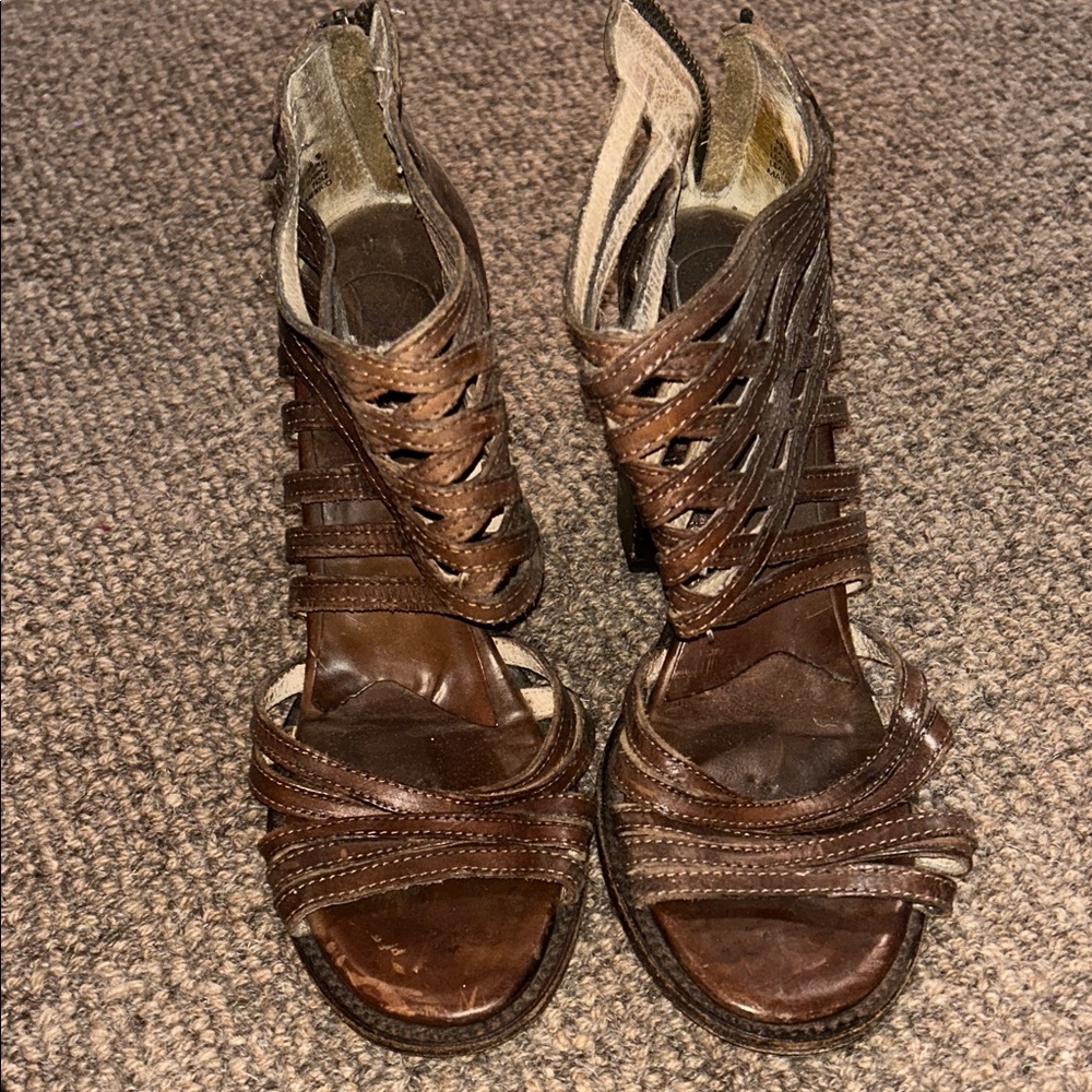 Freebirds Brown Strappy Women's Sandals it’s about a 2 inch